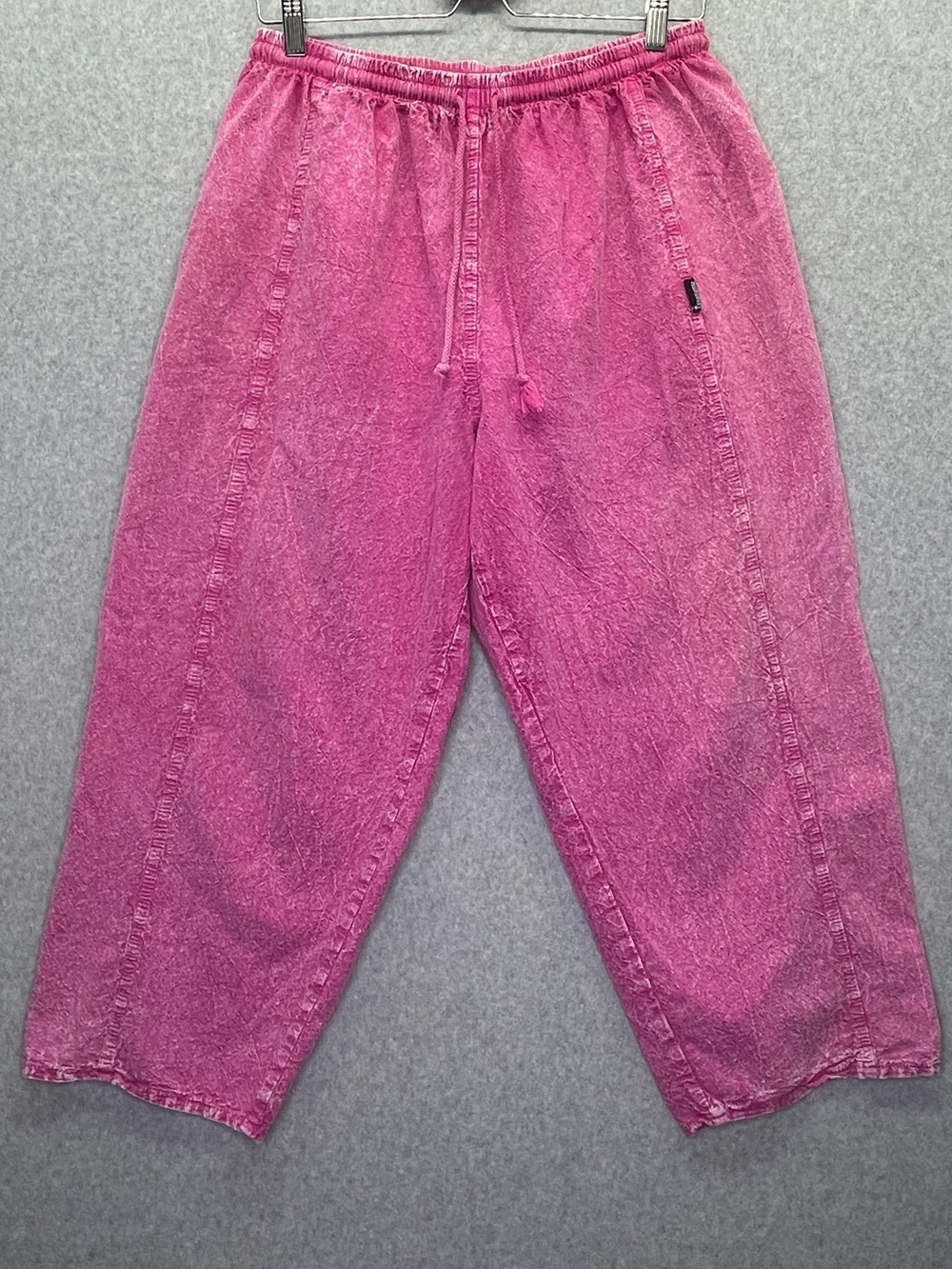 Vintage Ezze Wear Hot Pink Cotton Pants Baggy Acid Wash 80s Size L Streetwear